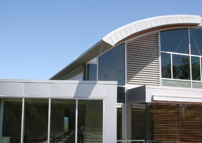 curved metal roof on a winery